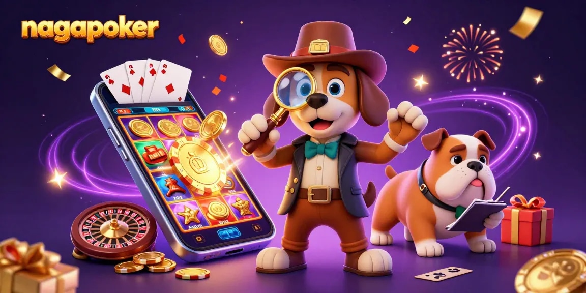 Nagapoker reveals thrilling jackpot chances with vibrant gaming elements, including poker chips and slot games.