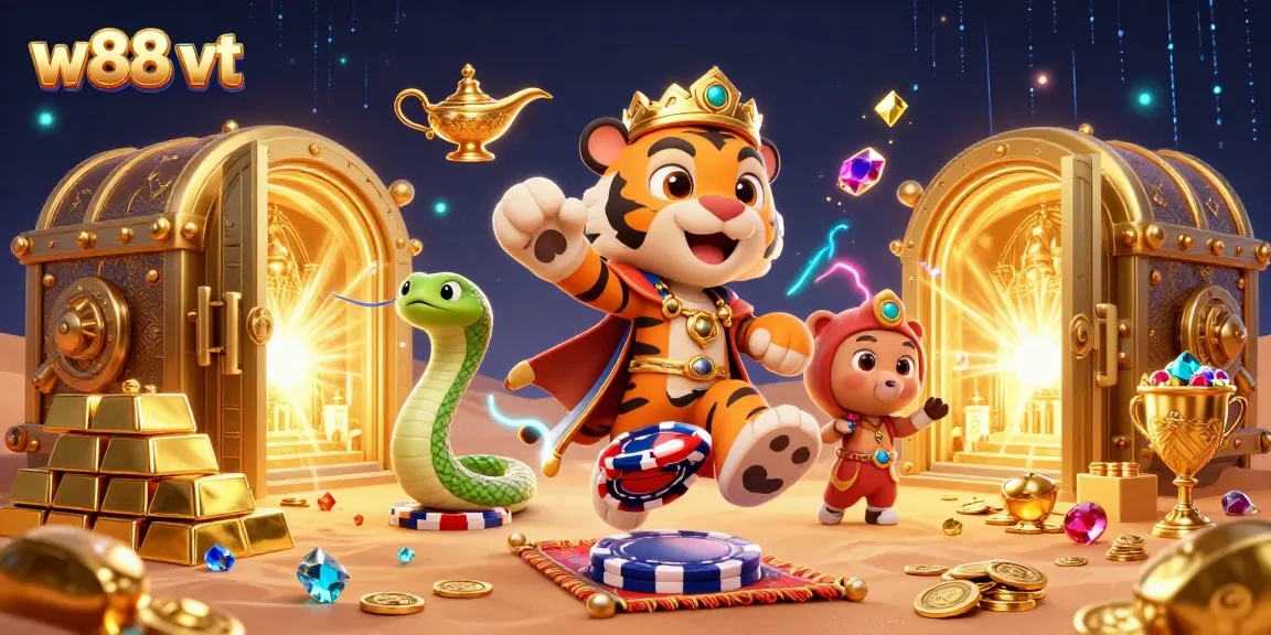 Cá cược thú vị với w88 vt, hình ảnh sultan kỳ lạ trên thảm Poker giữa kho báu lớn