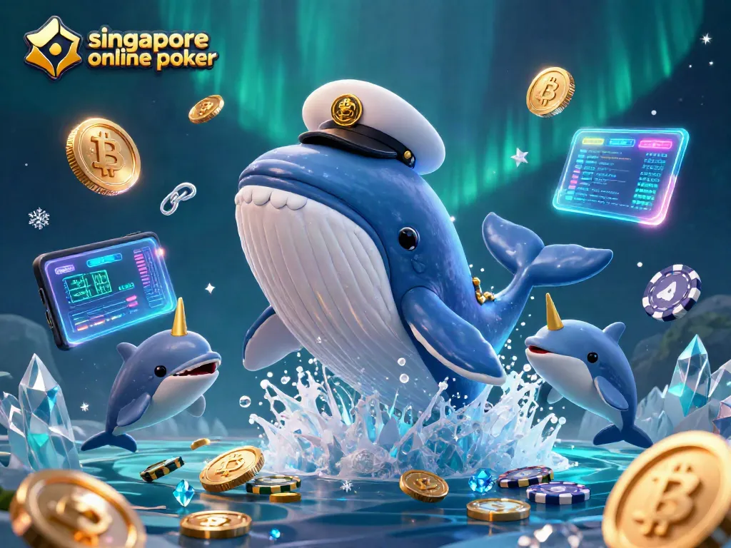 Experience thrilling singapore online poker excitement with whales and poker-themed elements.