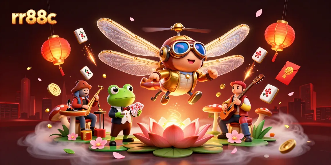 Experience thrilling gaming moments at rr88c with a vibrant 3D illustration of casino characters and elements.