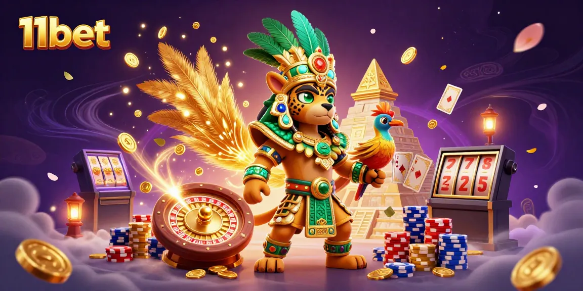 Experience thrilling gaming adventures with 11bet, highlighted by sparkling gems and gold coins in an immersive casino atmosphere.