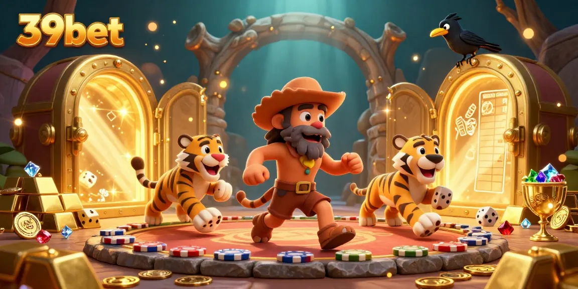 Experience thrilling gameplay at 39bet in an immersive prehistoric casino setting with gold treasures.