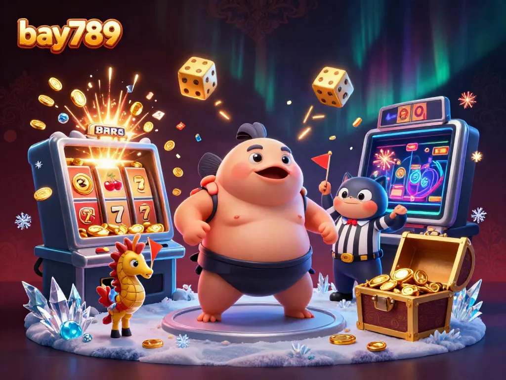 Experience the excitement of bay789 with a lively underwater casino scene filled with colorful characters and jackpot excitement.