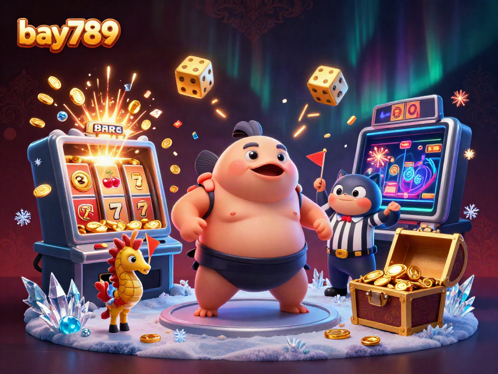 Experience the excitement of bay789 with a lively underwater casino scene filled with colorful characters and jackpot excitement.