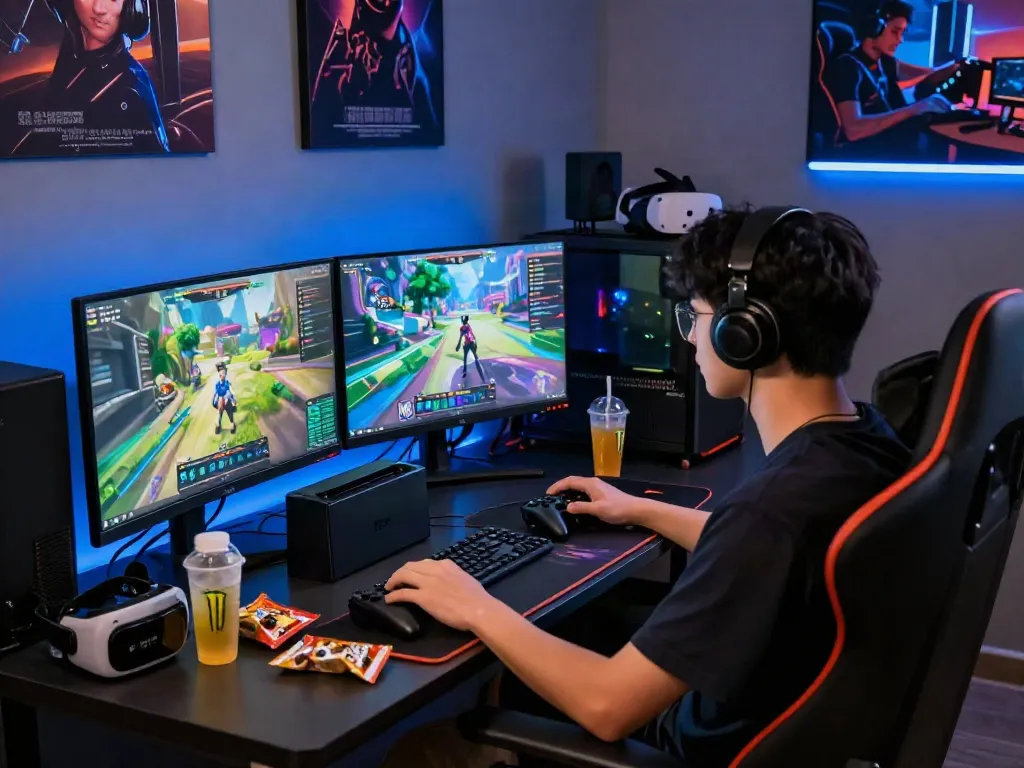 Exciting rokok88 login gaming setup with vibrant displays and immersive atmosphere