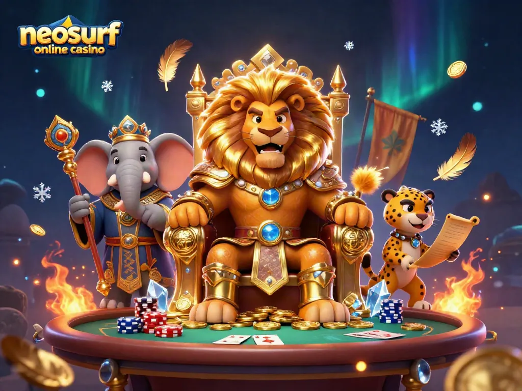 Experience the excitement at neosurf online casino with a lively poker scene featuring vibrant characters and elements.