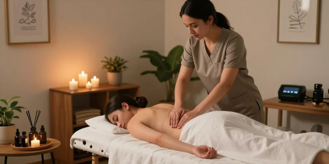 Relaxing 마포출장안마 scene with a therapist providing soothing massage in a cozy environment, enhancing well-being and tranquility.