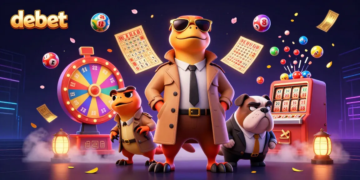 Engage with debet for thrilling lottery chances in a colorful, dynamic casino scene.