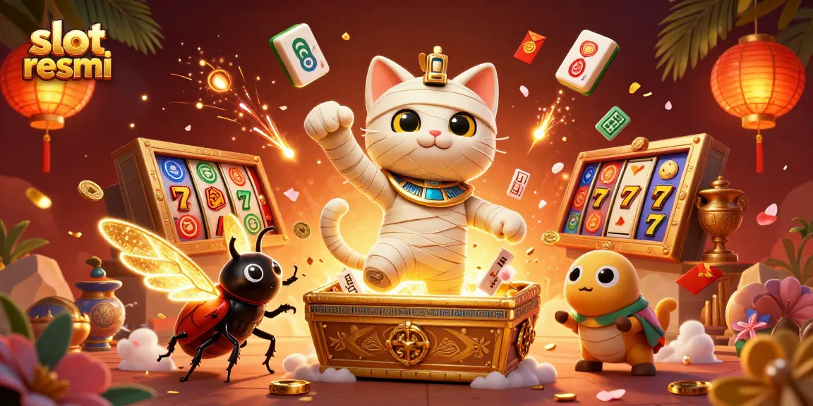 Experience excitement at slot resmi featuring a mummy cat, glowing elements, and jackpot reels.