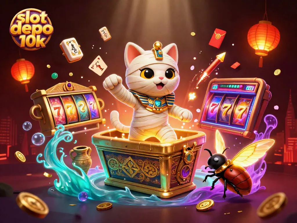 Engage with slot depo 10k action in a vibrant, immersive casino scene featuring dynamic game elements.