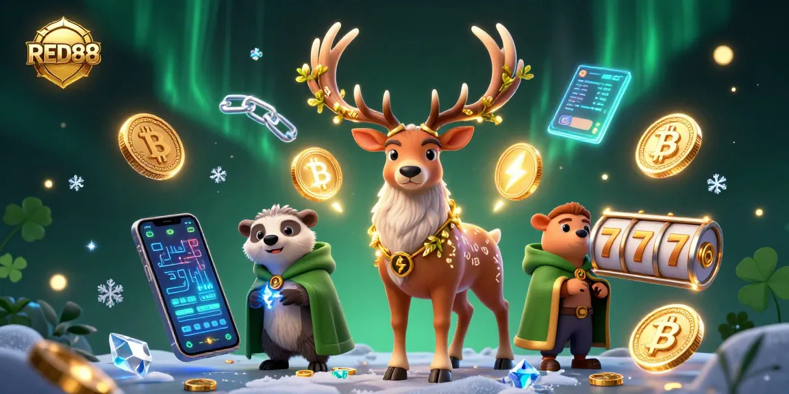 Play exciting slots at RED88 with a magical druid, badger, and crypto-themed elements.