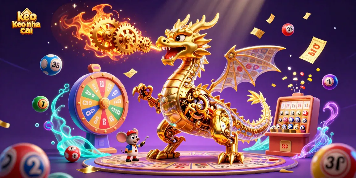 Engage with keo nha cai in an exciting 3D illustrated scene filled with vibrant lotto elements and casino excitement.