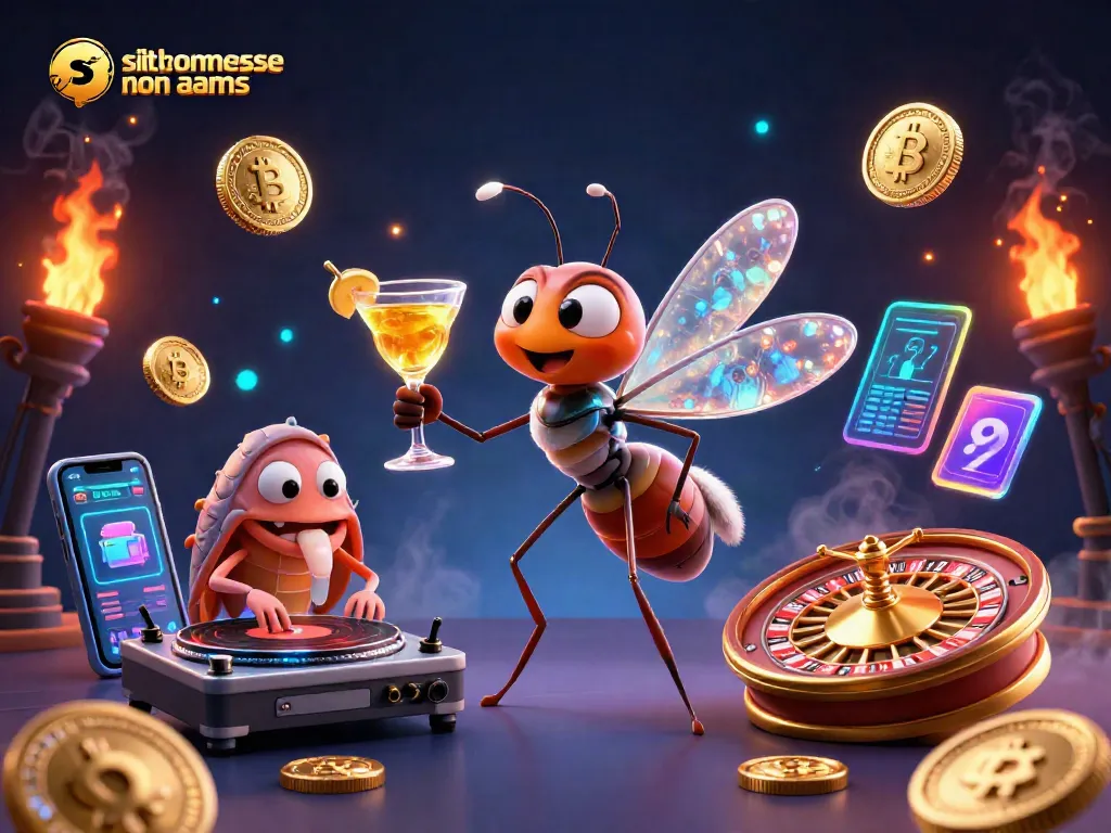 Scopri siti scommesse non AAMS con un'immagine vivida di un casinò animato e simboli di gioco.