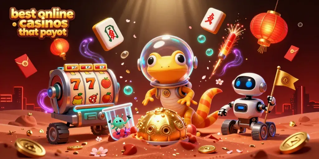 Experience the excitement of the best online casinos that payout with vibrant 3D characters celebrating rich gaming wins.