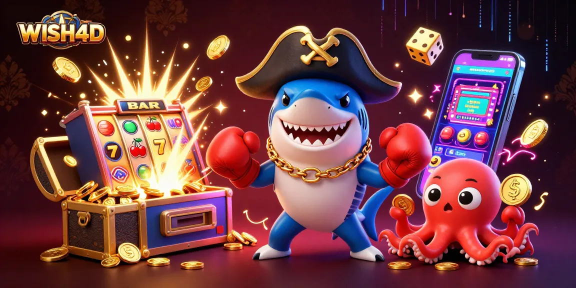 WISH4D transforms gaming with vibrant slot action featuring a shark, pufferfish, and octopus.