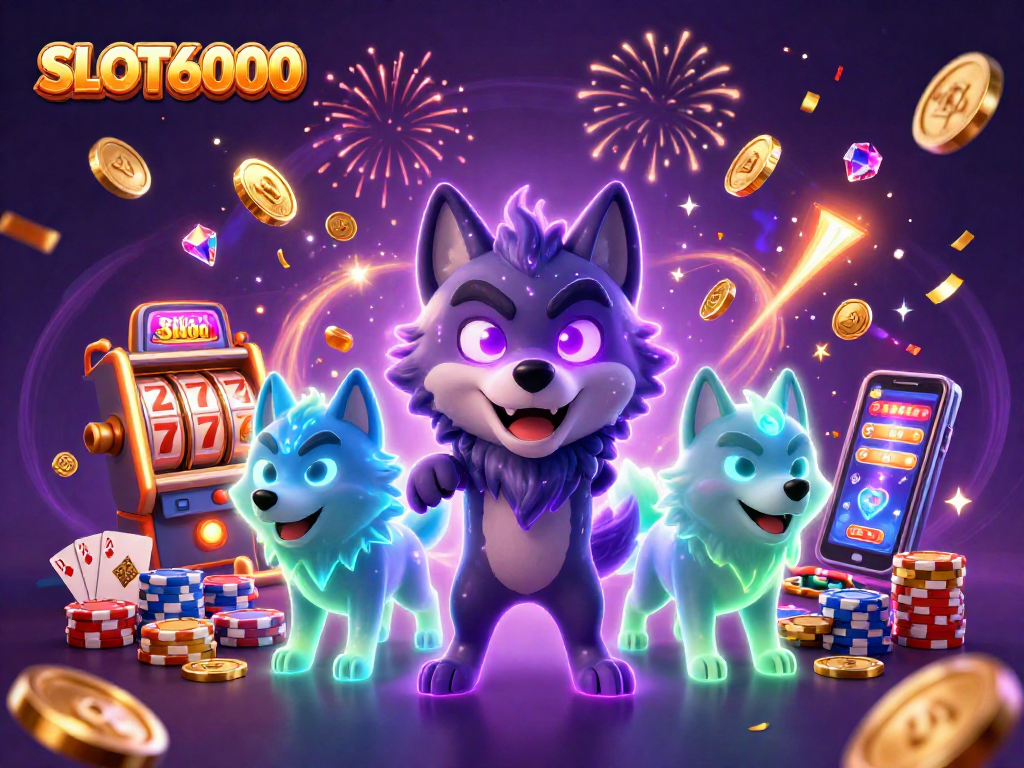 Join the excitement of SLOT6000 with vibrant ghosts, golden jackpots, and animated slot reels.