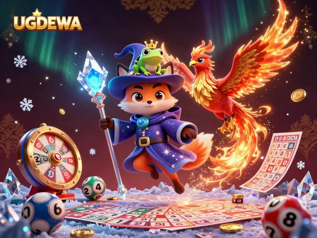 Engage with UGDEWA's dynamic lottery experience featuring vibrant animated characters and game elements.