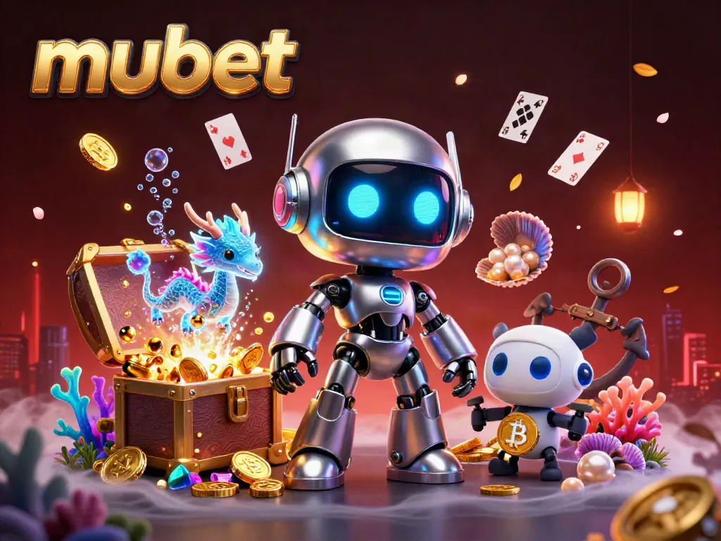 Win big at mubet with vibrant casino-themed characters and stunning 3D graphics illustrating excitement.