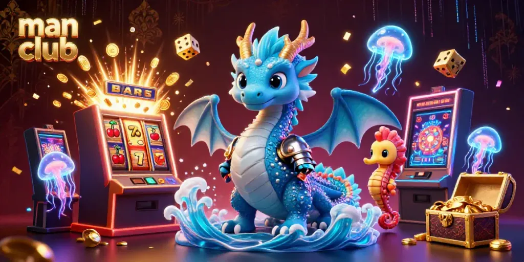 Join the man club for thrilling casino adventures with animated characters and slot machines.