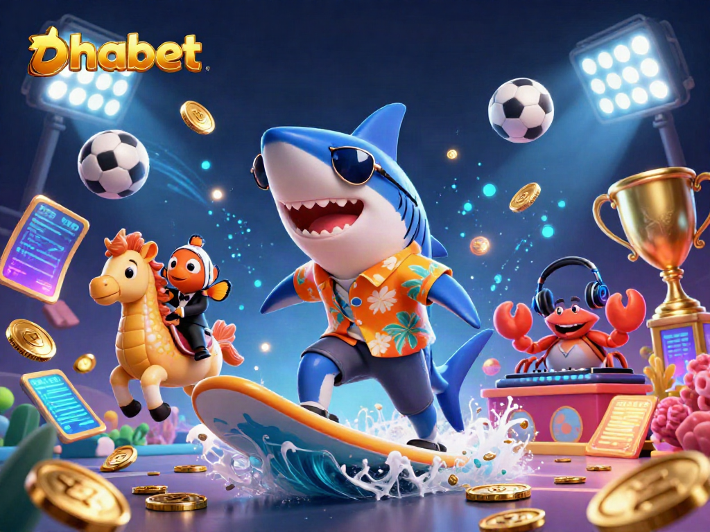 Experience the thrill of betting with thabet's vibrant casino adventure featuring a shark, clownfish, and crab.