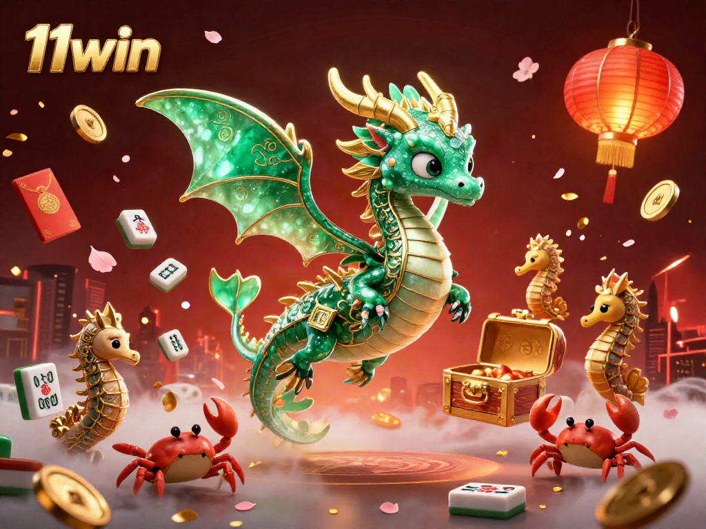 Experience thrilling 11win adventures with emerald sea dragons, vibrant lanterns, and golden coins.