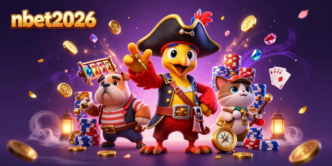 Experience exciting gameplay with nbet2026 featuring a 3D scene of casino characters and slot machines.