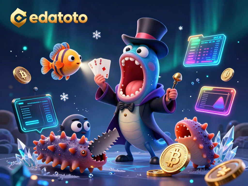 Experience the thrill of edatoto with a spectacular 3D scene featuring magical creatures and vibrant crypto elements.