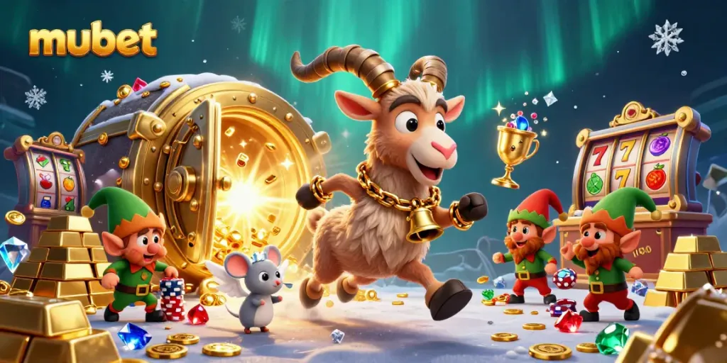 Join the festive mubet adventure with whimsical characters stealing poker chips and treasures.