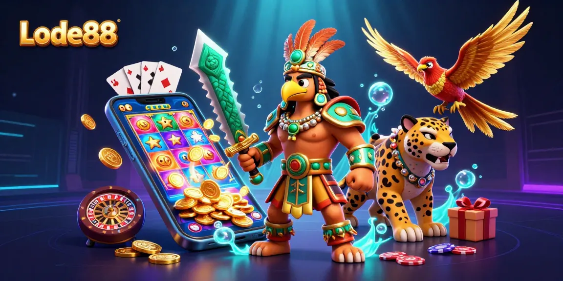 Lode88's immersive gaming experience with vibrant characters and dynamic casino elements.