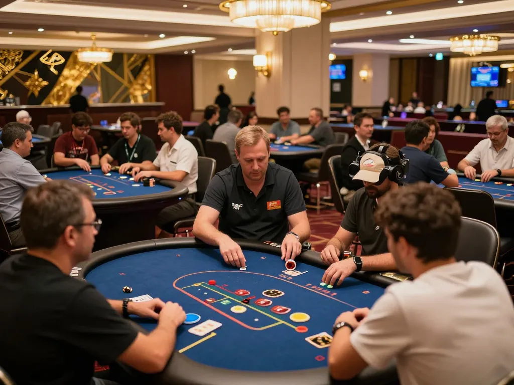 Players enjoying strategic gameplay at MM88 casino with vibrant setting and elegant decor