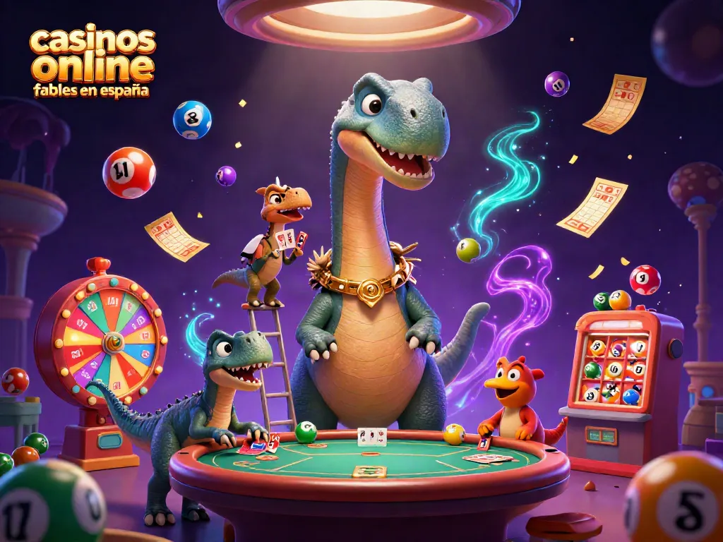 Jugando en casinos online fiables en España con un dinosaurio en el casino.