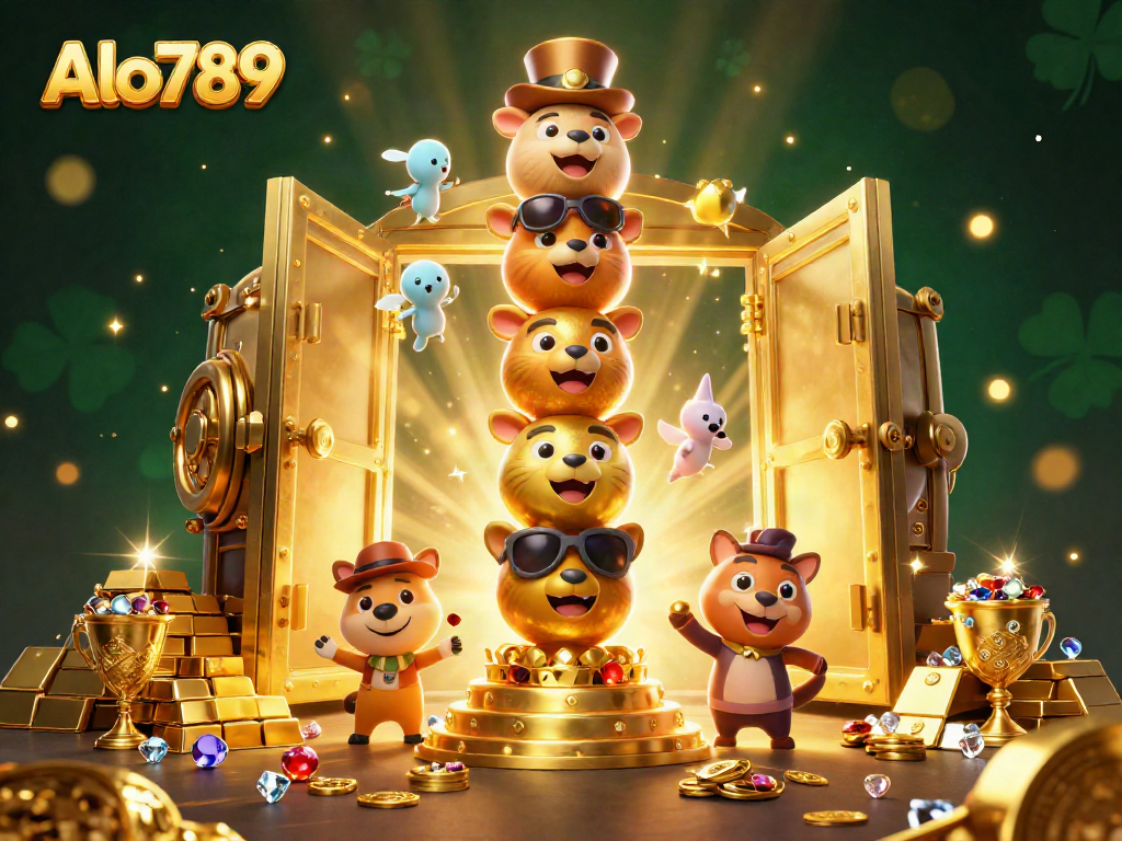 Engage with the thrilling world of ALO789 through a vibrant casino-themed 3D illustration featuring a golden totem.