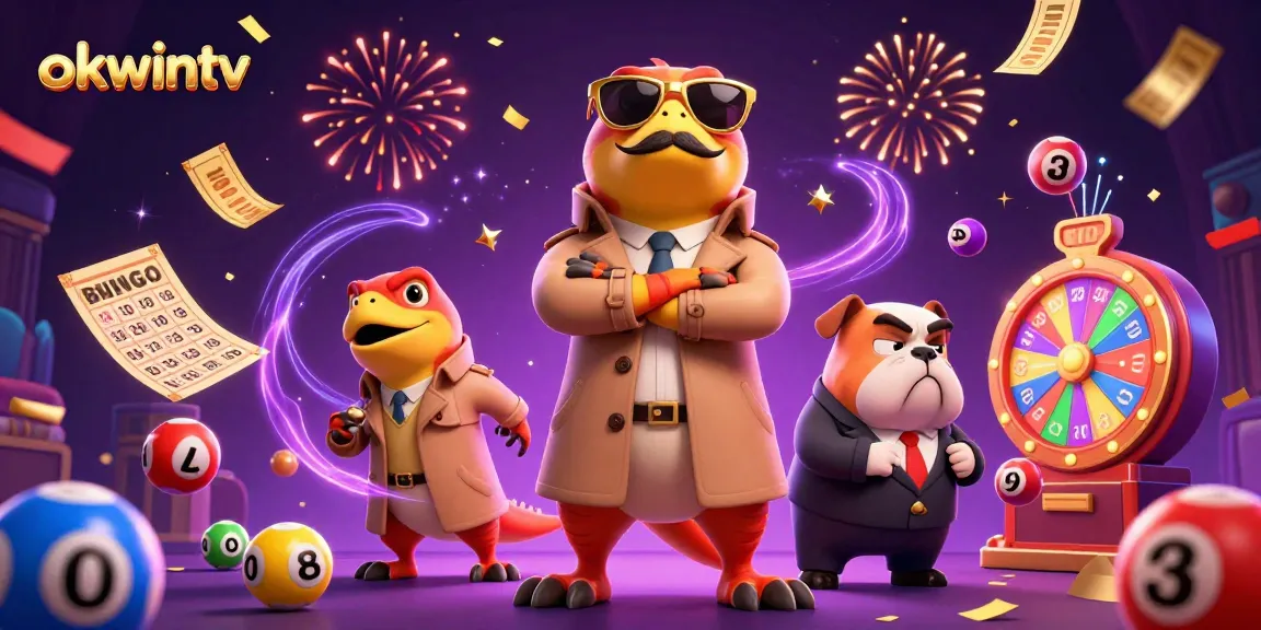 Engage with okwintv while cartoon raptors attempt to enter a VIP casino lounge amidst colorful gaming elements.