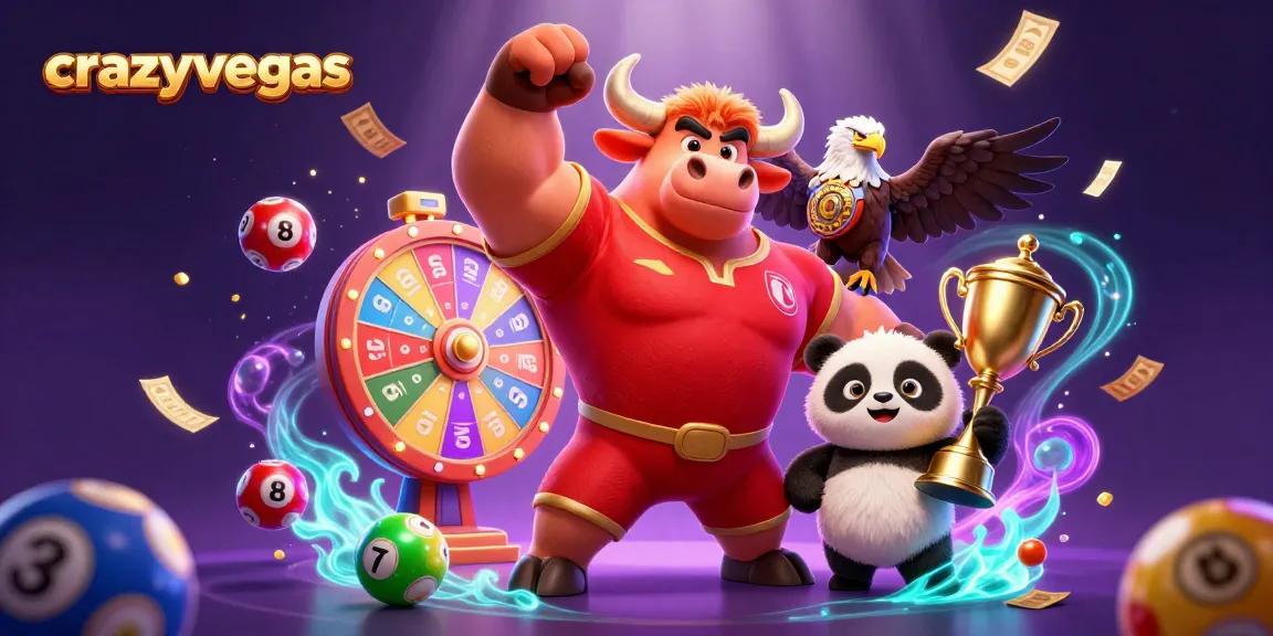 Engage with crazyvegas in a vibrant 3D casino scene showcasing winning mascots and exciting game elements.