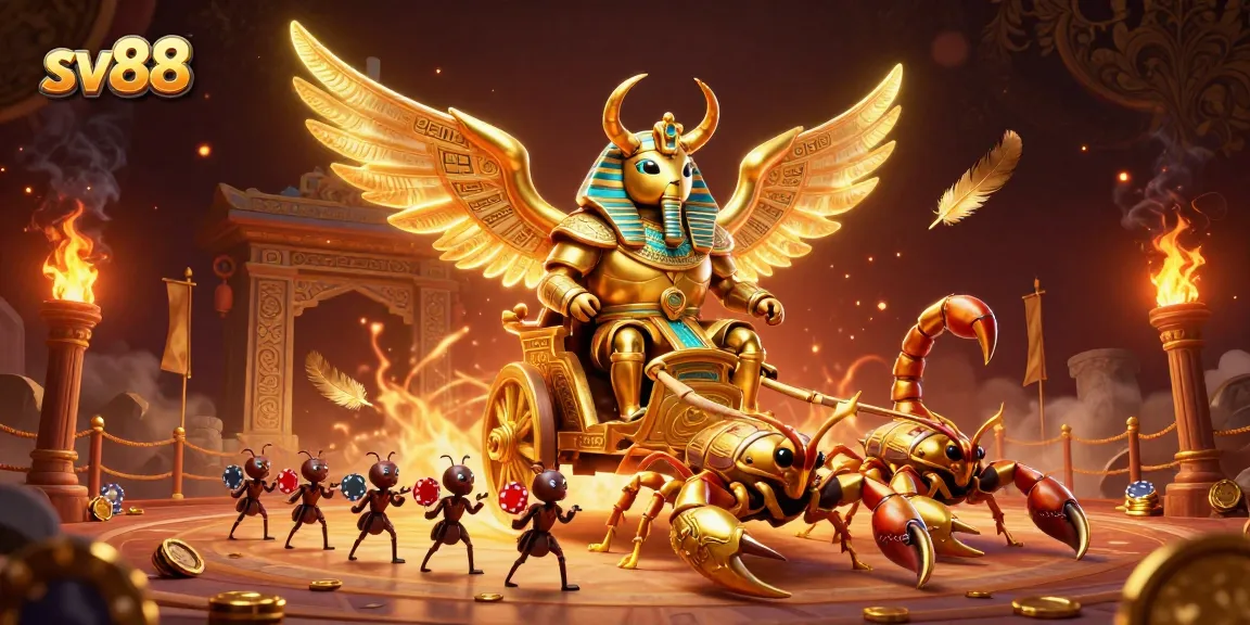 Experience thrilling gameplay at sv88 with a vibrant 3D casino scene featuring golden elements and dynamic energy.