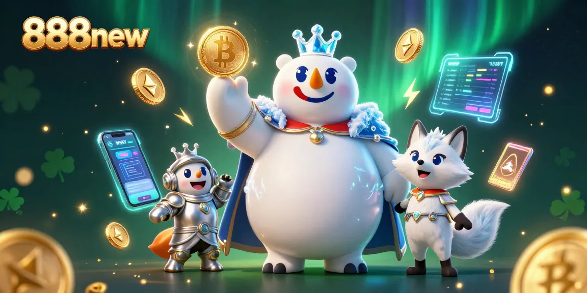 Win big with the vibrant 888new casino-themed illustration showcasing crypto elements.