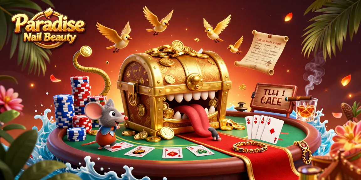 Experience the thrill of Paradise Nail Beauty with a vibrant, interactive casino scene featuring dynamic poker elements.