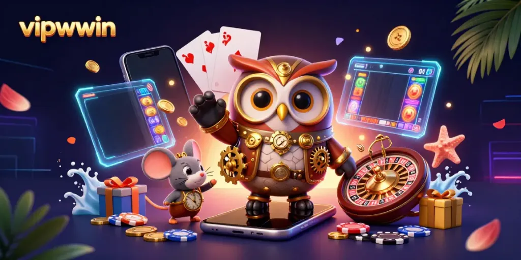 Engage with vipwwin through thrilling games featuring a time-traveler owl and immersive casino elements.