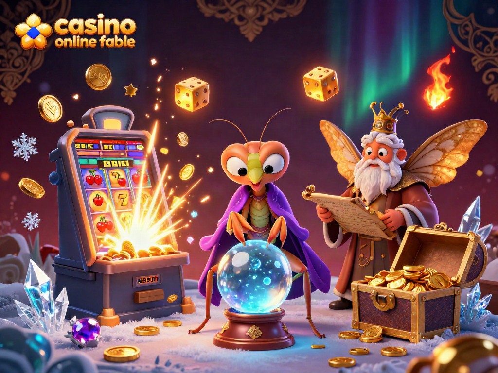 Juega en un casino online fiable mientras los personajes celebran un gran premio y se iluminan con destellos de luces.