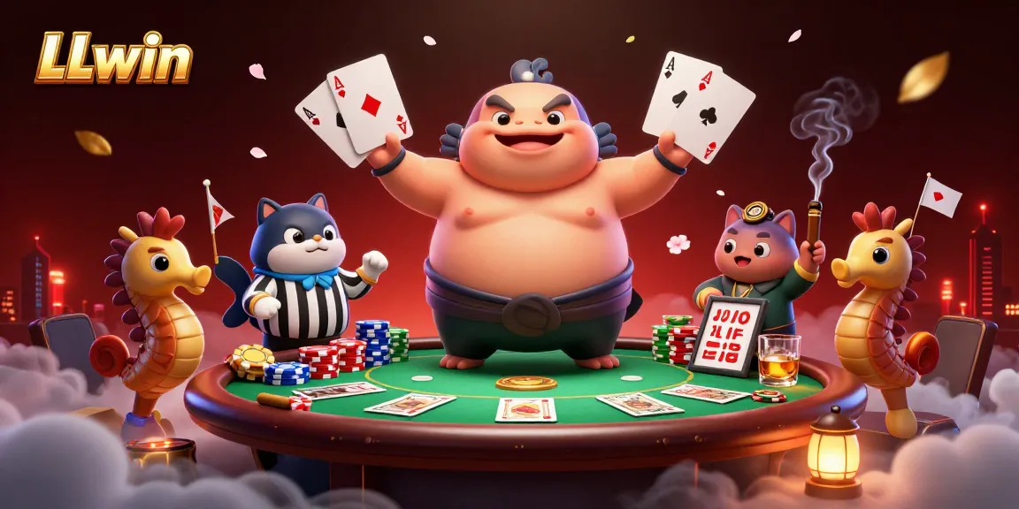 Engage in exciting gaming action with LLwin's vibrant underwater poker scene featuring a fugu champion!