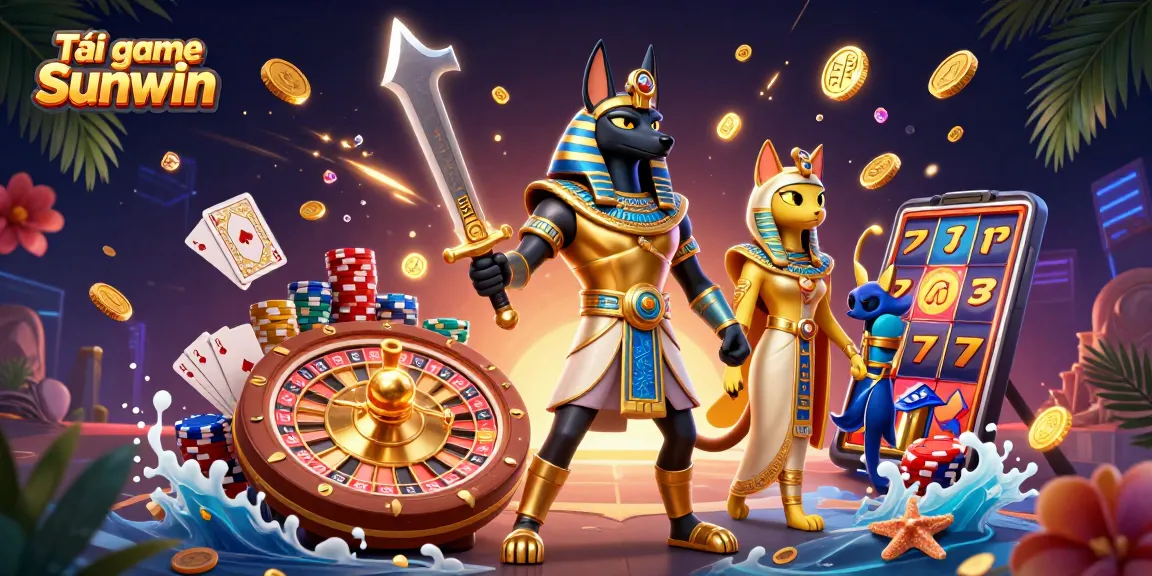 Play and win with Tải game Sunwin - a vibrant casino experience featuring Anubis and Bastet.