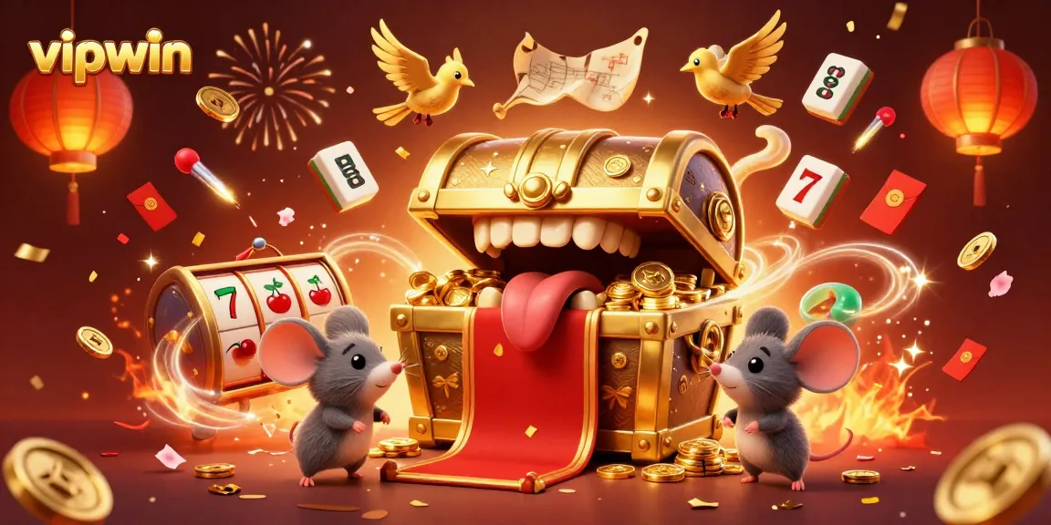 Experience exciting winnings with VIPwin as golden treasures and slot elements entice players.