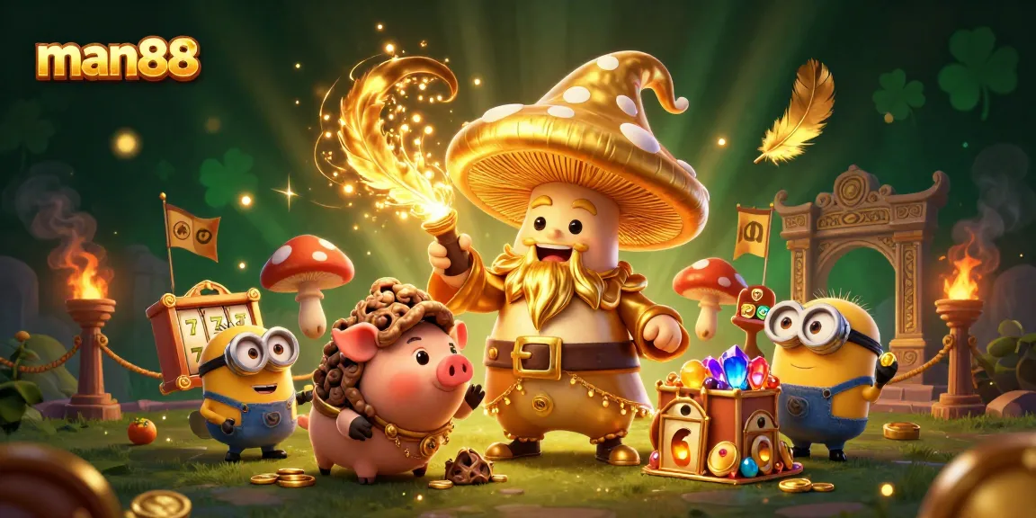 Win exciting prizes at man88 with magical casino adventures featuring a golden wizard.