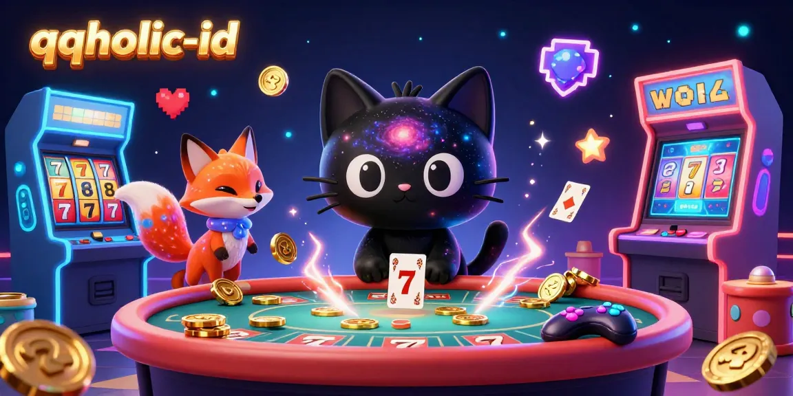 Engage in exciting gaming moments at qqholic-id with vibrant casino illustrations showcasing a cosmic theme.