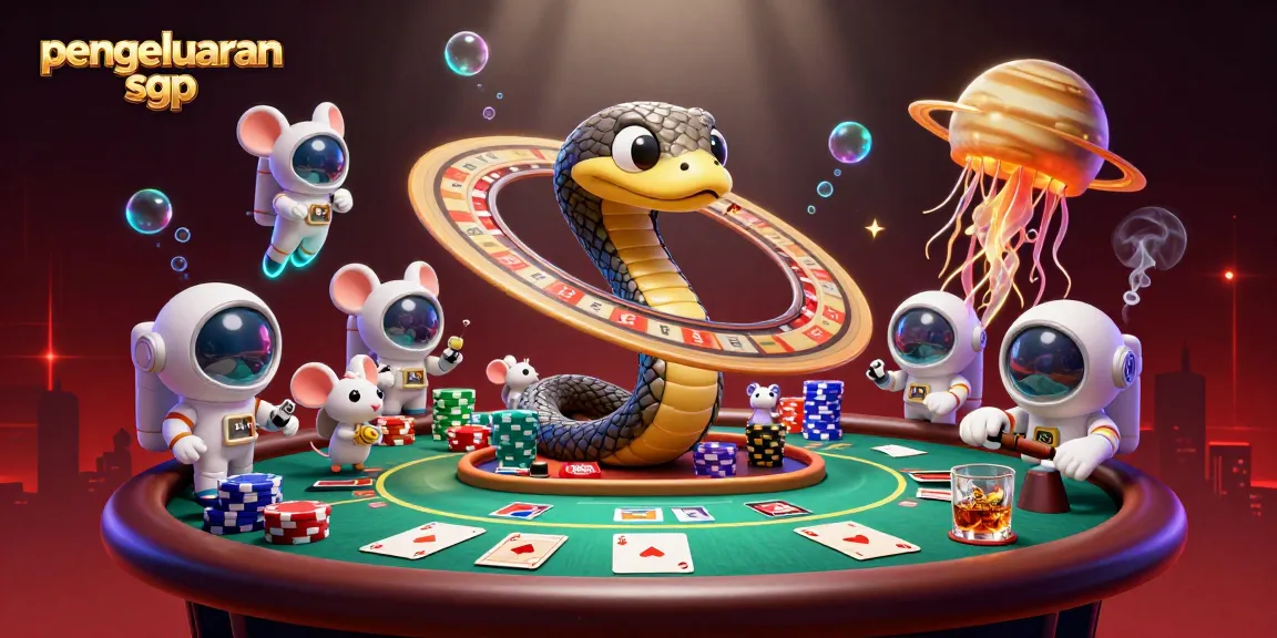 Engage with pengeluaran sgp data as cartoon characters interact in a vibrant casino scene.